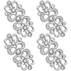 4Pcs Flower Alloy Crystal Rhinestone Adjustable Jean Button Pins&nbsp;FIND-CY0002-27P
