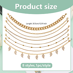 8Pcs Iron & 304 Stainless Steel & Aluminum Chain Baseball Cap Chains&nbsp;HJEW-DC00070