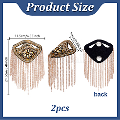 2Pcs Brass & Glass Tassel Epaulettes&nbsp;AJEW-GA0009-97