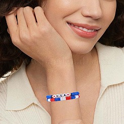 10Pcs Independence Day Theme Handmade Polymer Clay Beads Stretch Bracelets&nbsp;BJEW-SW01605