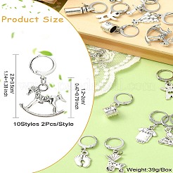 20Pcs 10 Styles Mixed Shapes Alloy Pendant Locking Stitch Markers&nbsp;HJEW-CJ00040