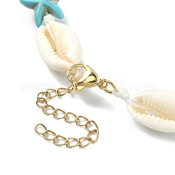 Natural Shell & Synthetic Turquoise Starfish Beaded Necklace with 304 Stainless Steel Clasps&nbsp;X-NJEW-TA00107-01