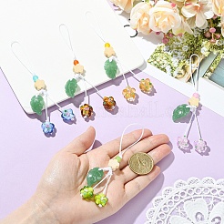 5Pcs 5 Colors Handmade Lampwork with Transparent Glass Bead Pendant Decorations&nbsp;HJEW-YW00463