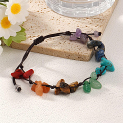 Adjustable 7 Chakra Gemstone Chip Braided Bead Bracelets for Women&nbsp;UX3528