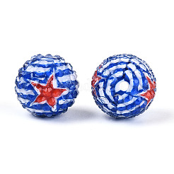 Independence Day Opaque Acrylic Round Beads&nbsp;OACR-T029-07A