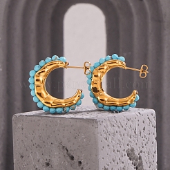 Synthetic Turquoise Stud Earrings&nbsp;PW-WGEDC02-03