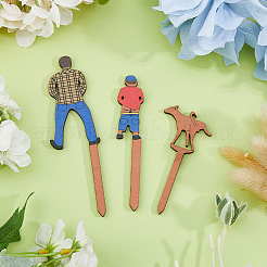 3Pcs 3 Styles Human Wooden Plant Labels&nbsp;AJEW-DC0002-01A