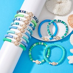 12Pcs 12 Style Synthetic Turquoise Tortoise Stretch Bracelets Set&nbsp;BJEW-JB10097
