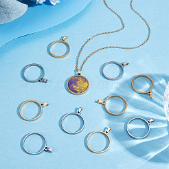 16Pcs 2 Colors 304 Stainless Steel Open Back Bezel Pendants&nbsp;PALLOY-UN00034