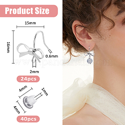 24Pcs Bowknot Shape Brass Earring Hooks&nbsp;KK-FH0007-22