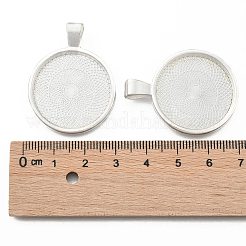 Flat Round Alloy Pendant Cabochon Settings&nbsp;PALLOY-A15654-S-NF