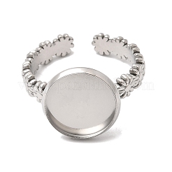 Flower 304 Stainless Steel Cuff Ring Components&nbsp;STAS-P454-05C-P