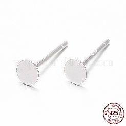 925 Sterling Silver Round Flat Pad Stud Earring Findings&nbsp;STER-T002-200S