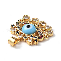 Lampwork Evil Eye Pendants with Colorful Cubic Zirconia&nbsp;ZIRC-L102-13G-05