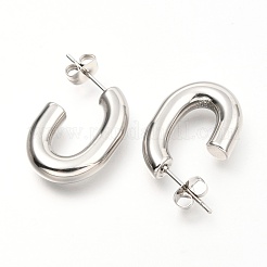 Tarnish Resistant 201 Stainless Steel Half Hoop Earrings&nbsp;EJEW-C501-16P-A