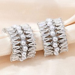 C-Shaped Brass Micro Pave Clear Cubic Zirconia Cuff Earrings&nbsp;EJEW-Z111-02P