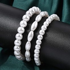Plastic Pearl Beaded Bracelets for Women&nbsp;BJEW-L716-01G