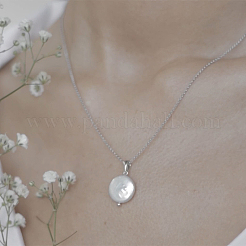 S925 Silver Freshwater Pearl Pendant Necklace Elegant Baroque Oval Shape Jewelry&nbsp;VZ4140