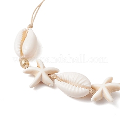Synthetic Turquoise Beads with Natural Mixed Cowrie Shell Beads Anklet&nbsp;AJEW-AN00577-01