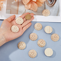 12Pcs Wood Timber Carved Onlay Applique&nbsp;AJEW-FH0007-93B