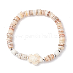 2Pcs Starfish & Tortoise Natural Freshwater Shell with Synthetic Turquoise Beads Stretch Bracelets for Men Women&nbsp;BJEW-JB11744