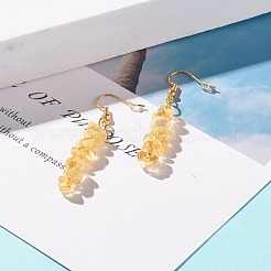 Natural Citrine Chip Beaded Dangle Earrings&nbsp;EJEW-JE04788-10