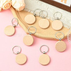1 Set 20 pcs Stainless Steel Wooden Beech Keychains&nbsp;ST-CJ0028-09