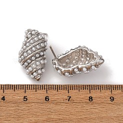 Brass Conch Stud Earrings&nbsp;EJEW-H165-01C-P