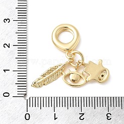 Brass Micro Pave Clear Cubic Zirconia European Dangle Charms&nbsp;KK-C138-06G