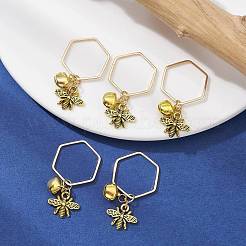 Alloy Bees and Iron Bell Pendant Decoration&nbsp;HJEW-JM01307-01