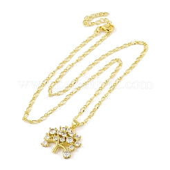 Brass Pave Clear Cubic Zirconia Pendant Necklaces for Women&nbsp;LS-NJEW-S430-03G-02
