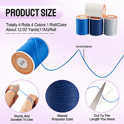 4 Rolls 4 Colors Round Waxed Polyester Cord&nbsp;YC-TA0001-21B