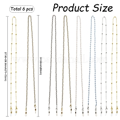 6Pcs ABS Plastic Imitation Pearl & Glass Eyeglasses Chains&nbsp;HJEW-YW00503