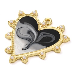 Smudge Pattern Alloy Pendants With ABS Imitation Pearls&nbsp;PALLOY-S034-03KCG-C