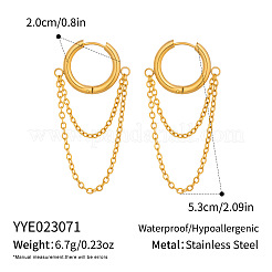 304 Stainless Steel Double Chain Tassel Hoop Earrings for Women&nbsp;MX0764