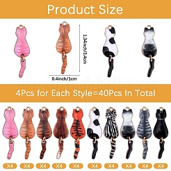 40Pcs 10 Styles Rack Plating A1lloy Enamel Pendants&nbsp;ENAM-SZ0004-04