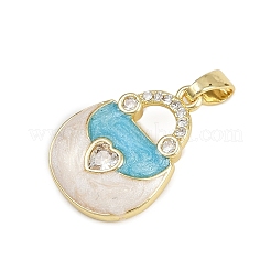 Brass Micro Pave Clear Cubic Zirconia Pendants&nbsp;KK-D409-14G