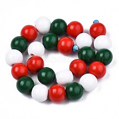 Halloween Spray Painted Natural Wood Beads Strands&nbsp;WOOD-S053-55C