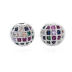 Rack Plating Brass Cubic Zirconia Beads&nbsp;ZIRC-S001-8mm-C03