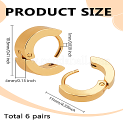 6 Pairs 304 Stainless Steel Huggie Hoop Earrings&nbsp;EJEW-LP0001-07
