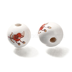 Valentine's Day Element Printed Wood Beads&nbsp;WOOD-R002-01-04