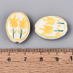 Hand Painted Tulip Porcelain Beads&nbsp;PORC-Q006-11G