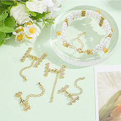 4Pcs 4 Styles Brass Micro Pave Clear Cubic Zirconia Ends with Chains&nbsp;FIND-BBC0005-21