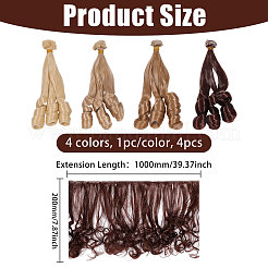 4Pcs 4 Colors High Temperature Fiber Long Flat Curly Hairstyle Doll Wig Hair&nbsp;DOLL-GL0001-04C