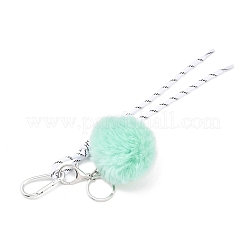 Imitation Rex Rabbit Fur Pompom Ball & Polyester Cord Pendant Decorations&nbsp;HJEW-JM04420-02