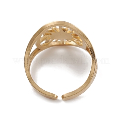 Ion Plating(IP) 304 Stainless Steel Sun Open Cuff Rings for Women&nbsp;RJEW-G285-24G