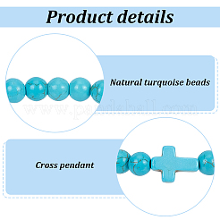 10Pcs 10 Style Natural Lava Rock & Dyed Synthetic Turquoise Cross Beaded Stretch Bracelets Set&nbsp;BJEW-AN0001-76