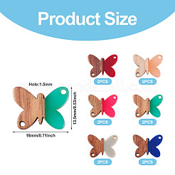 12Pcs 6 Colors Opaque Resin & Walnut Wood Connector Charms&nbsp;RESI-TA0002-70