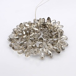 Half Plated Faceted Teardrop Electroplate Glass Pendants Beads Strands&nbsp;GLAA-A023A-HP04