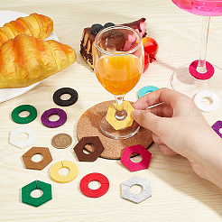 24Pcs 2 Style 12 Colors Felt Wine Glass Charms&nbsp;AJEW-BC0003-68